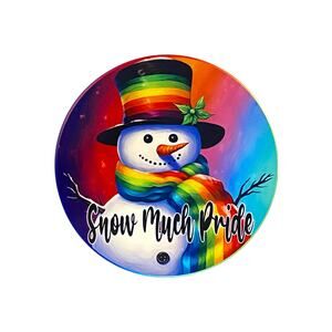 Snow Much Pride Snowman Sign | Rainbow Snowman Decor | LGBTQ Winter Wall Art